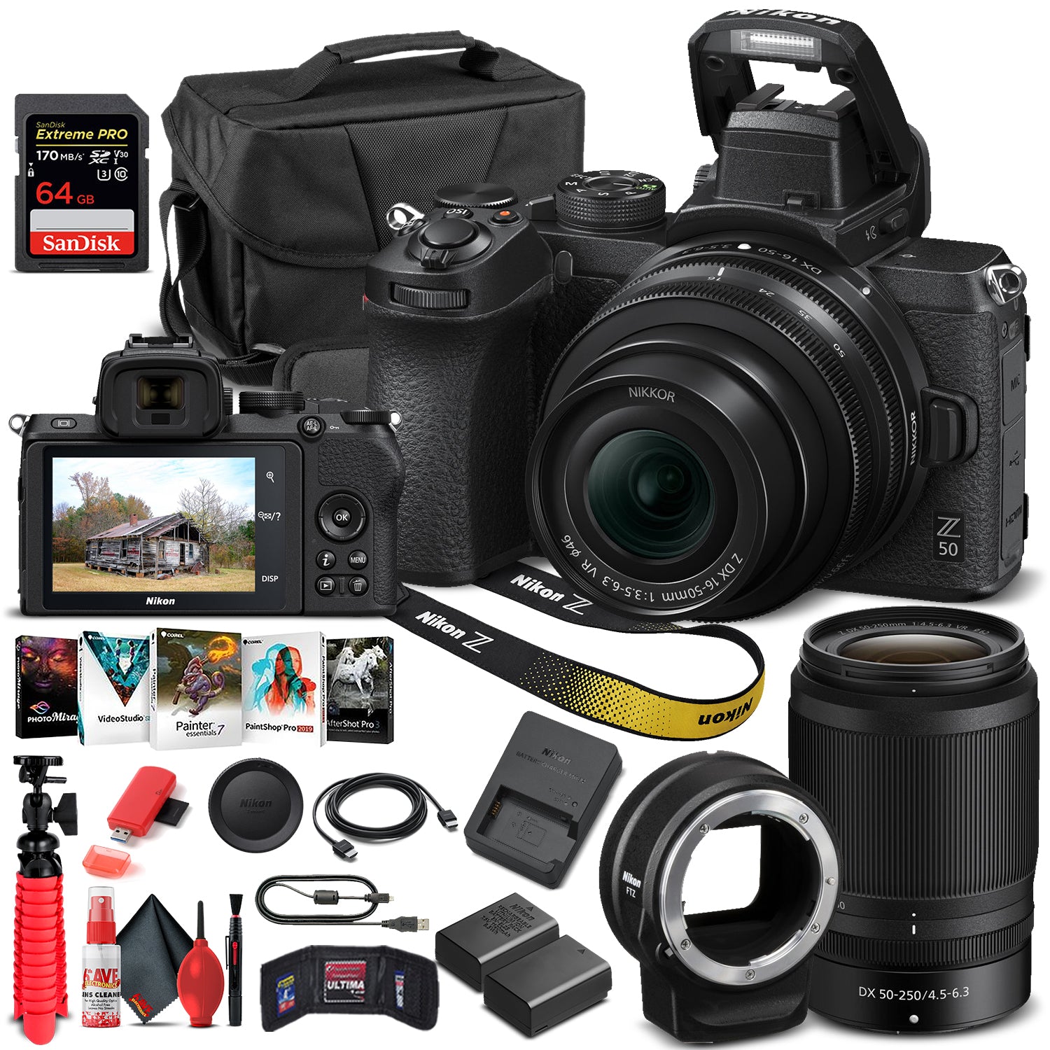 Nikon Z 50 Mirrorless Camera W/16-50mm and Nikon 50-250mm Lenses  - Basic Bundle