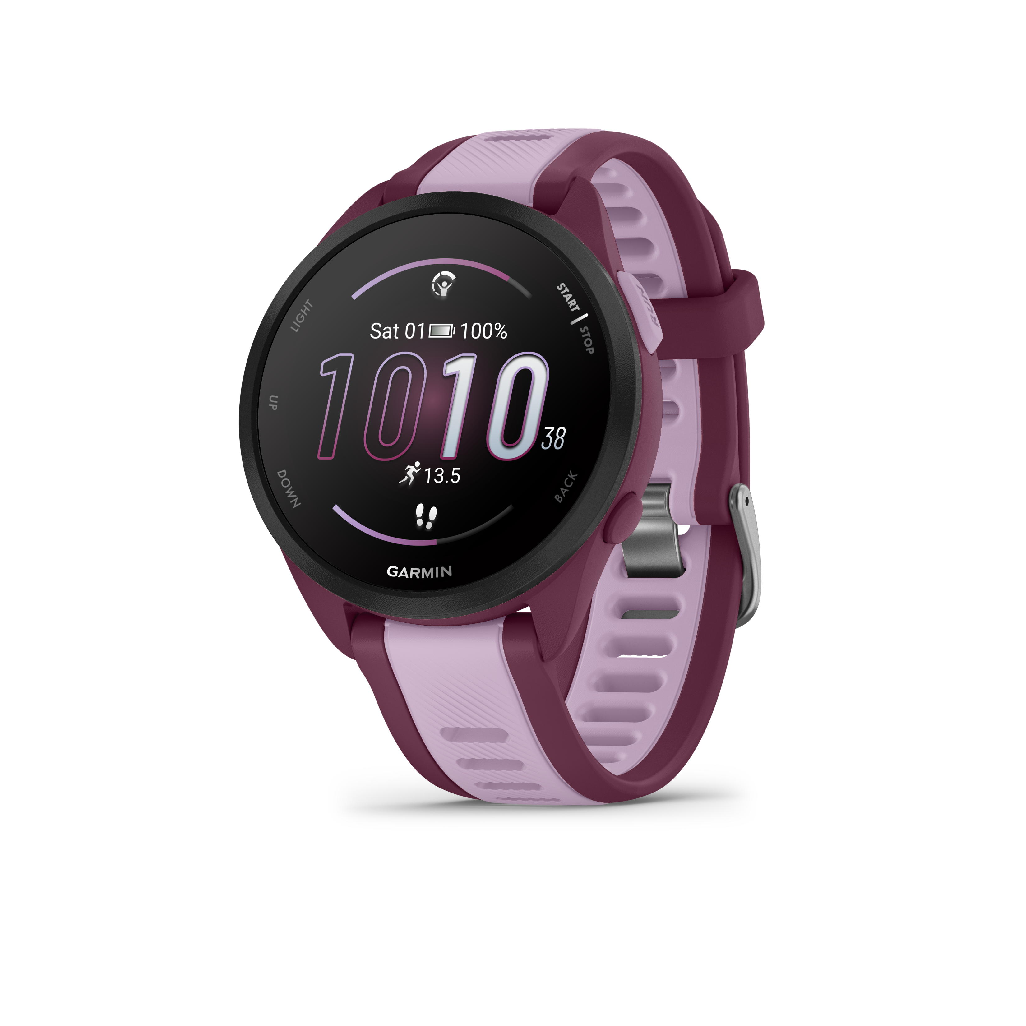Garmin Forerunner 165 Music GPS Running Smart watch Bundle - Berry/Lilac