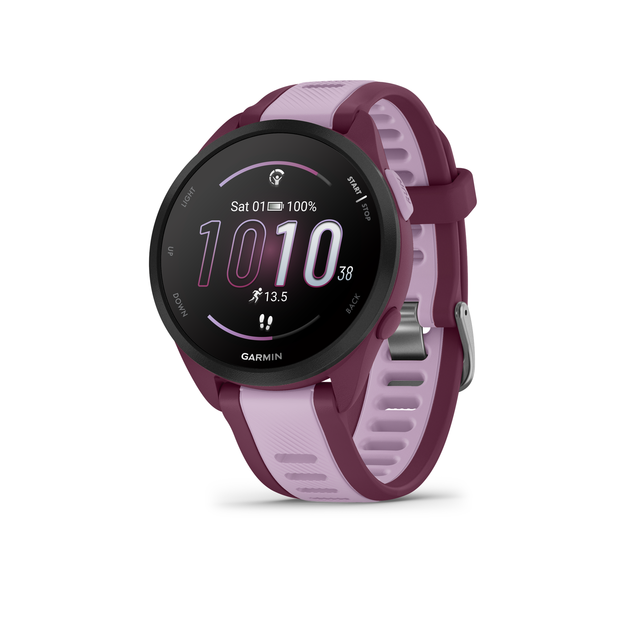 Garmin Forerunner 165 Music GPS Running Smart watch Bundle - Berry/Lilac