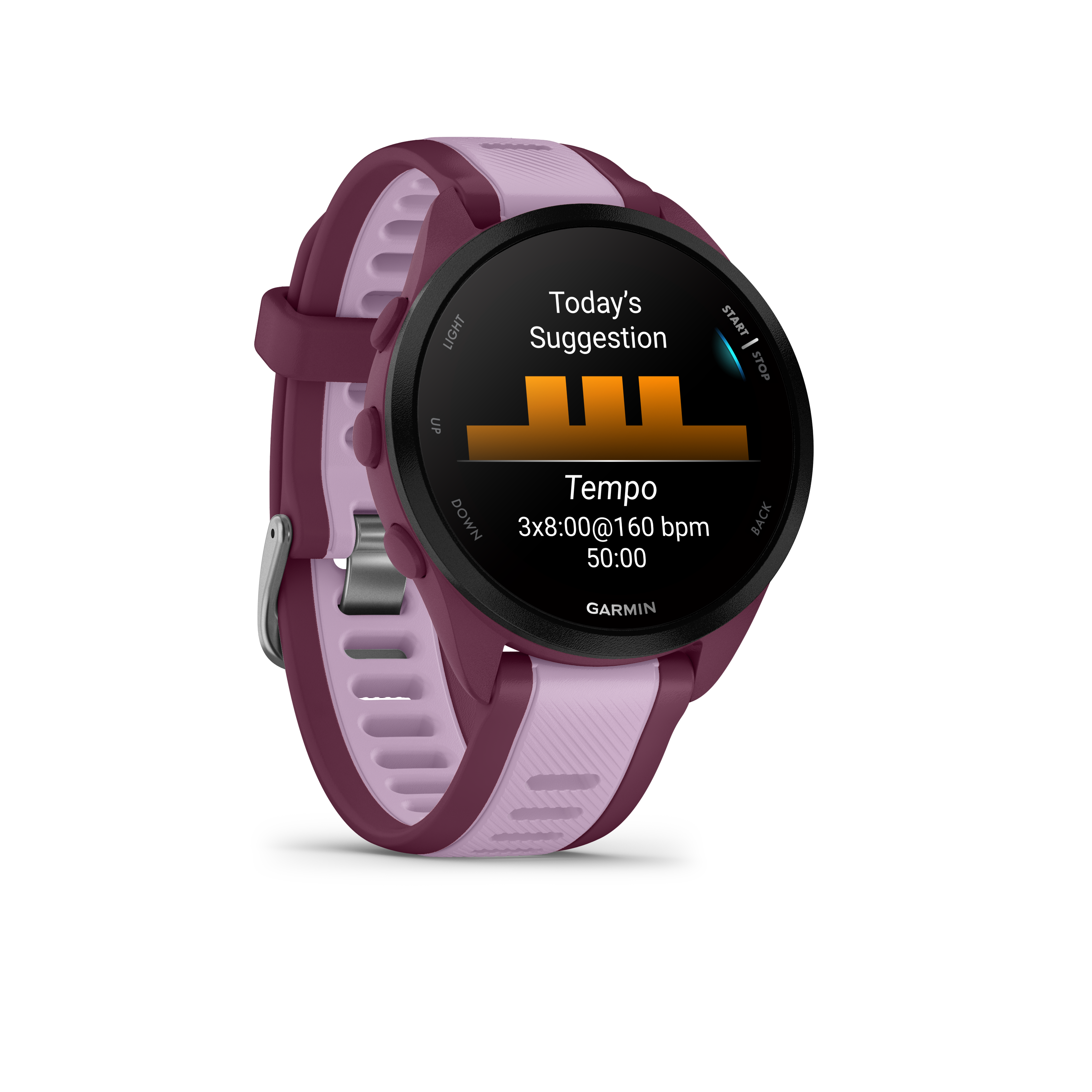 Garmin Forerunner 165 Music GPS Running Smart watch Bundle - Berry/Lilac