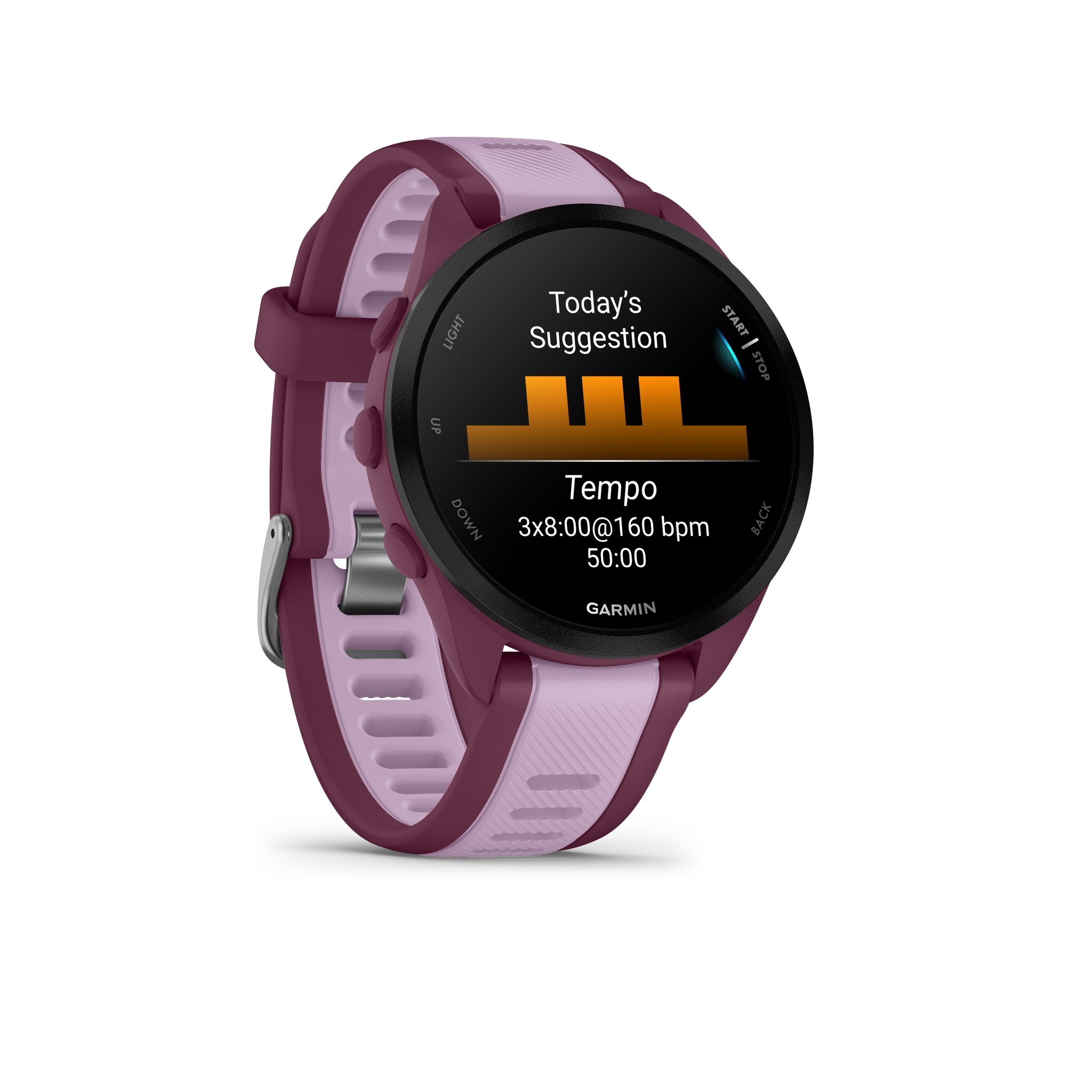 Garmin Forerunner 165 Music GPS Running Smart watch Bundle - Berry/Lilac