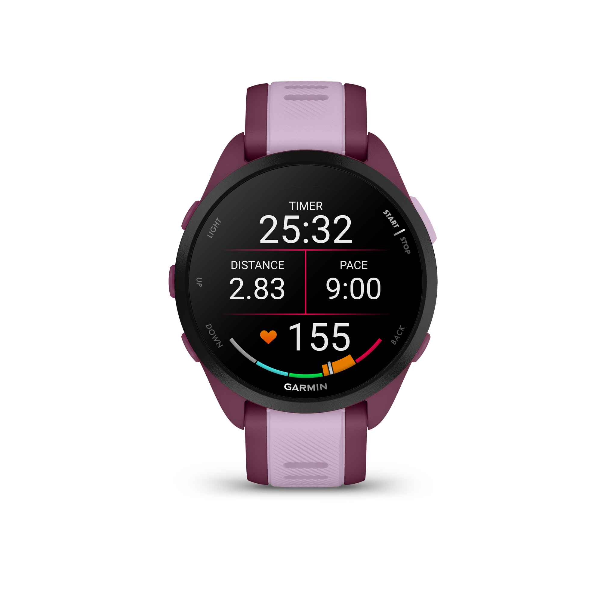 Garmin Forerunner 165 Music GPS Running Smart watch Bundle - Berry/Lilac