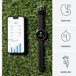 Garmin Approach S44, Silver/Black Silicone GPS Golf Smartwatch Bundle