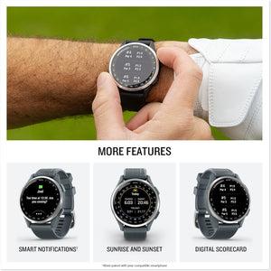 Garmin Approach S44, Silver/Black Silicone GPS Golf Smartwatch Bundle