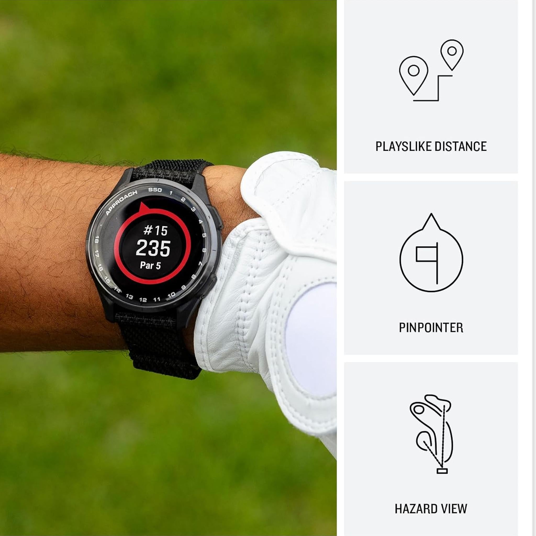 Garmin Approach S50, Slate/Black Nylon GPS Golf Smart watch Bundle Garmin