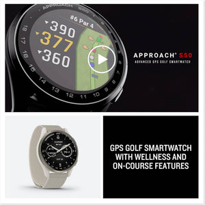Garmin Approach S50, Slate/Black Nylon GPS Golf Smartwatch Bundle