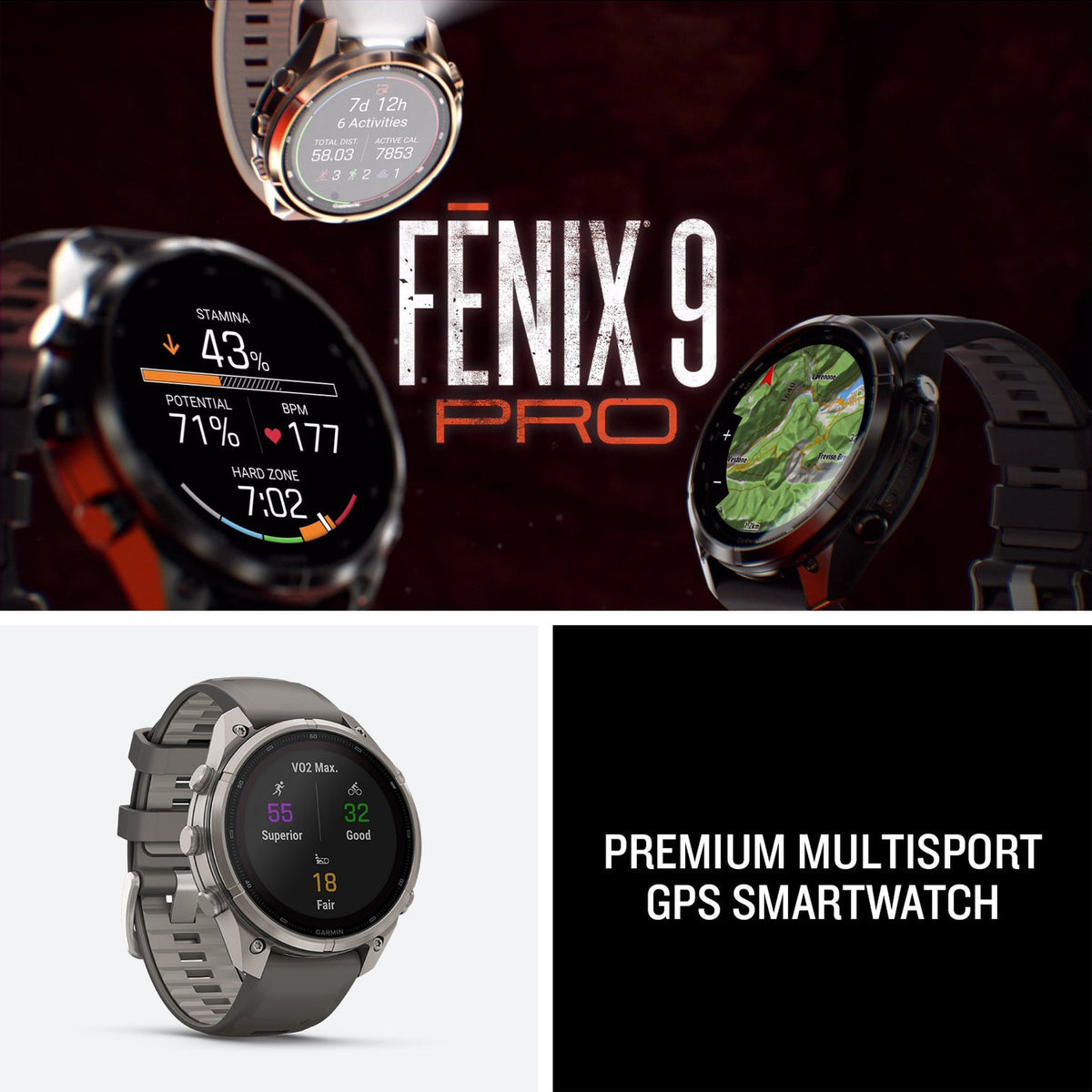 Garmin Fenix 9 Pro Solar 47mm Titanium GPS Smartwatch Pebble Gray Band
