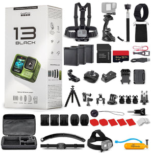 GoPro HERO13 Forest Green - Action Camera + 64GB Card, 50 Piece Accessory Kit and 2 Batteries