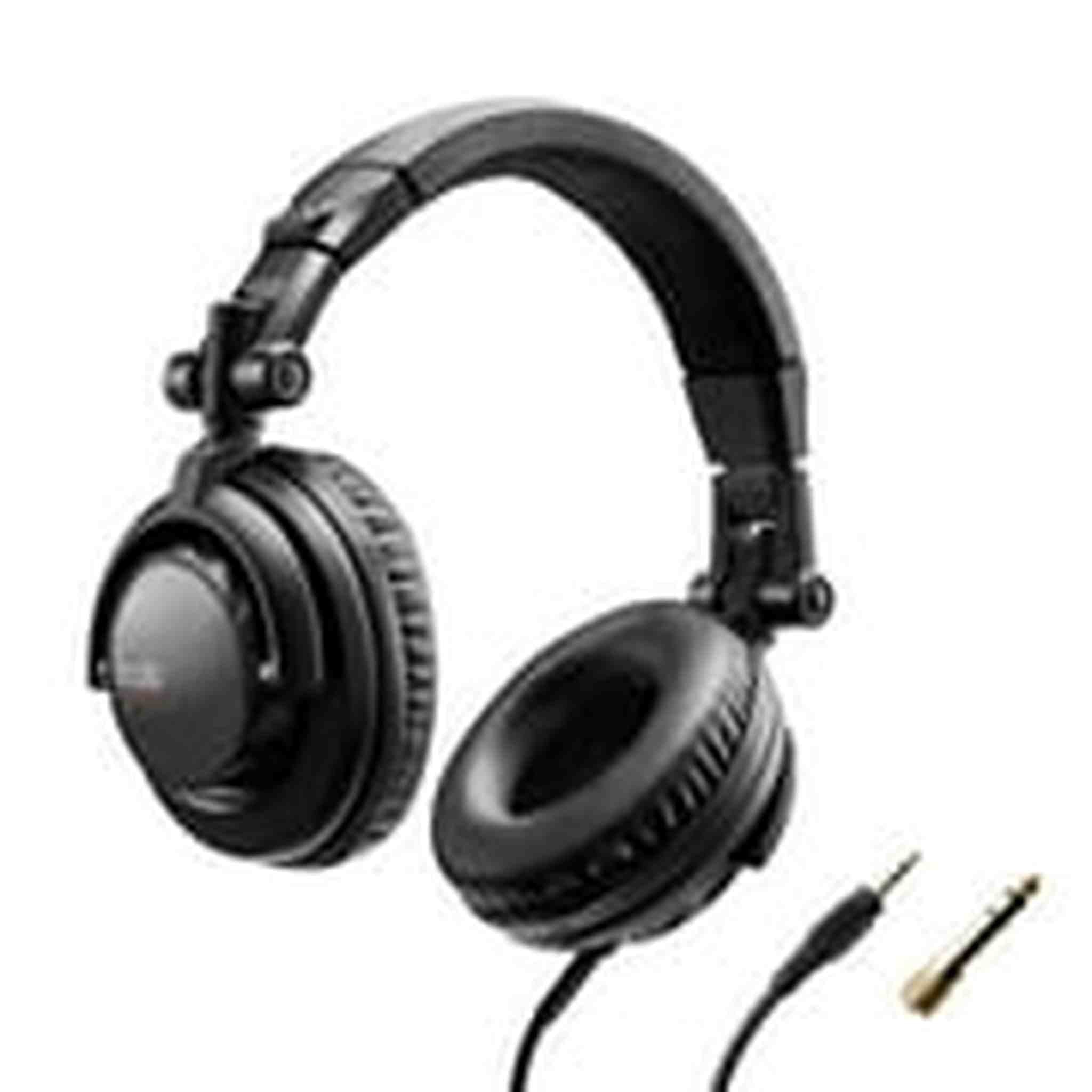 Hercules HDP DJ45: Closed-back headphones for DJs. Foldable, with pivoting earpieces and a 6.6-foot/2-meter cable Hercules DJ