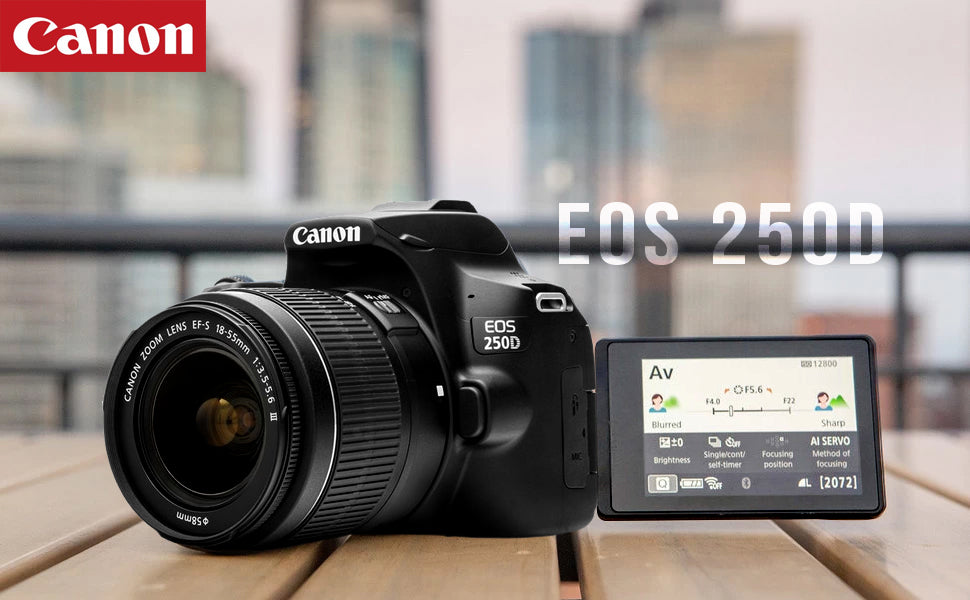 Canon EOS 250D / Rebel SL3 DSLR Camera with 18-55mm Lens (Black) + Creative Filter Set, EOS Camera Bag + Sandisk Ultra 64GB Card