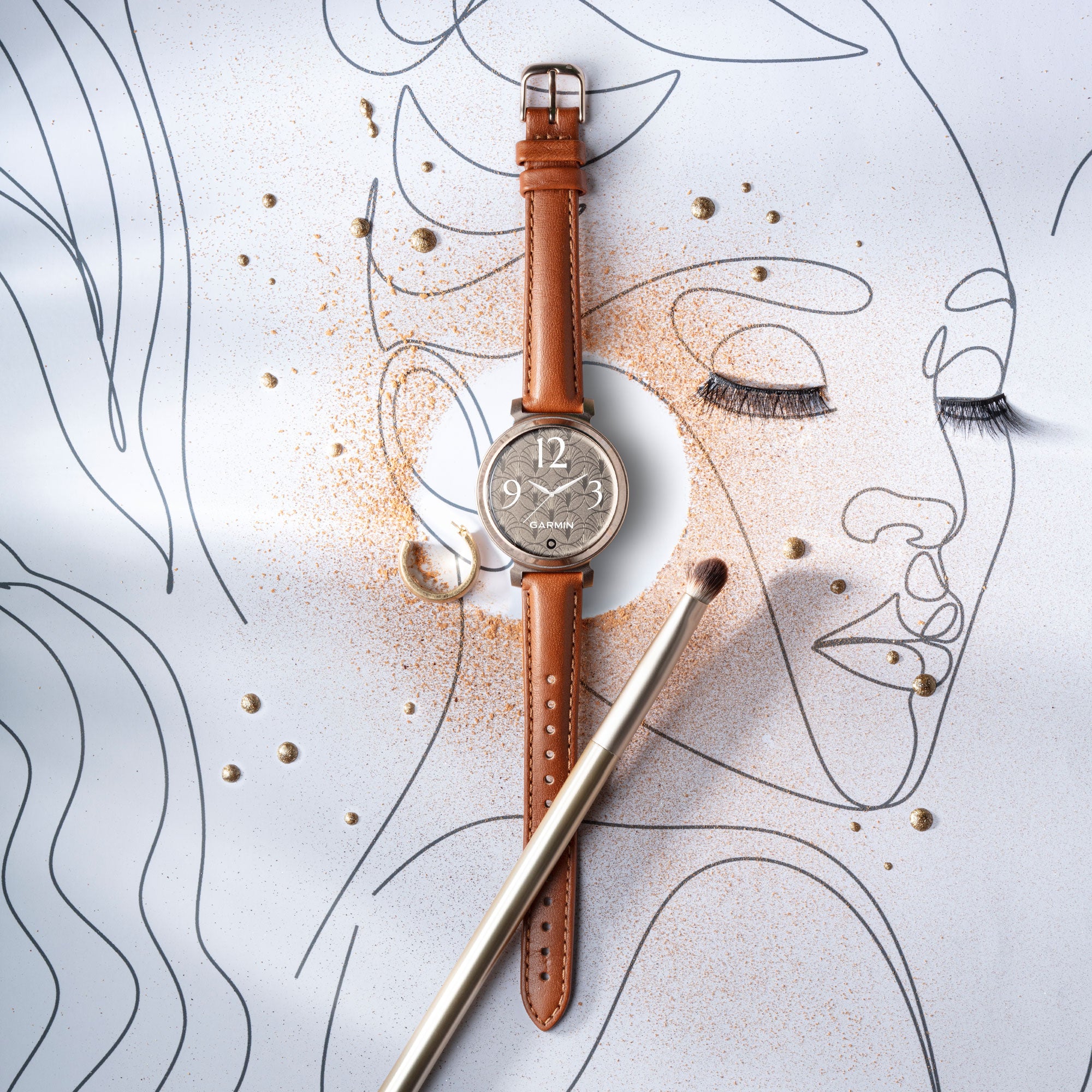 Garmin Lily 2 Classic, Small and Stylish Smartwatch Cream Gold with Tan