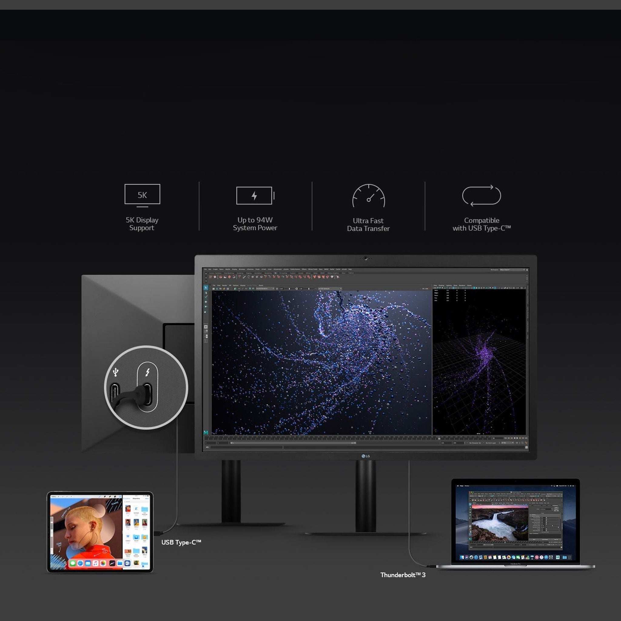 LG UltraFine 27MD5KL-B 27" 16:9 5K IPS Monitor Deluxe Bundle