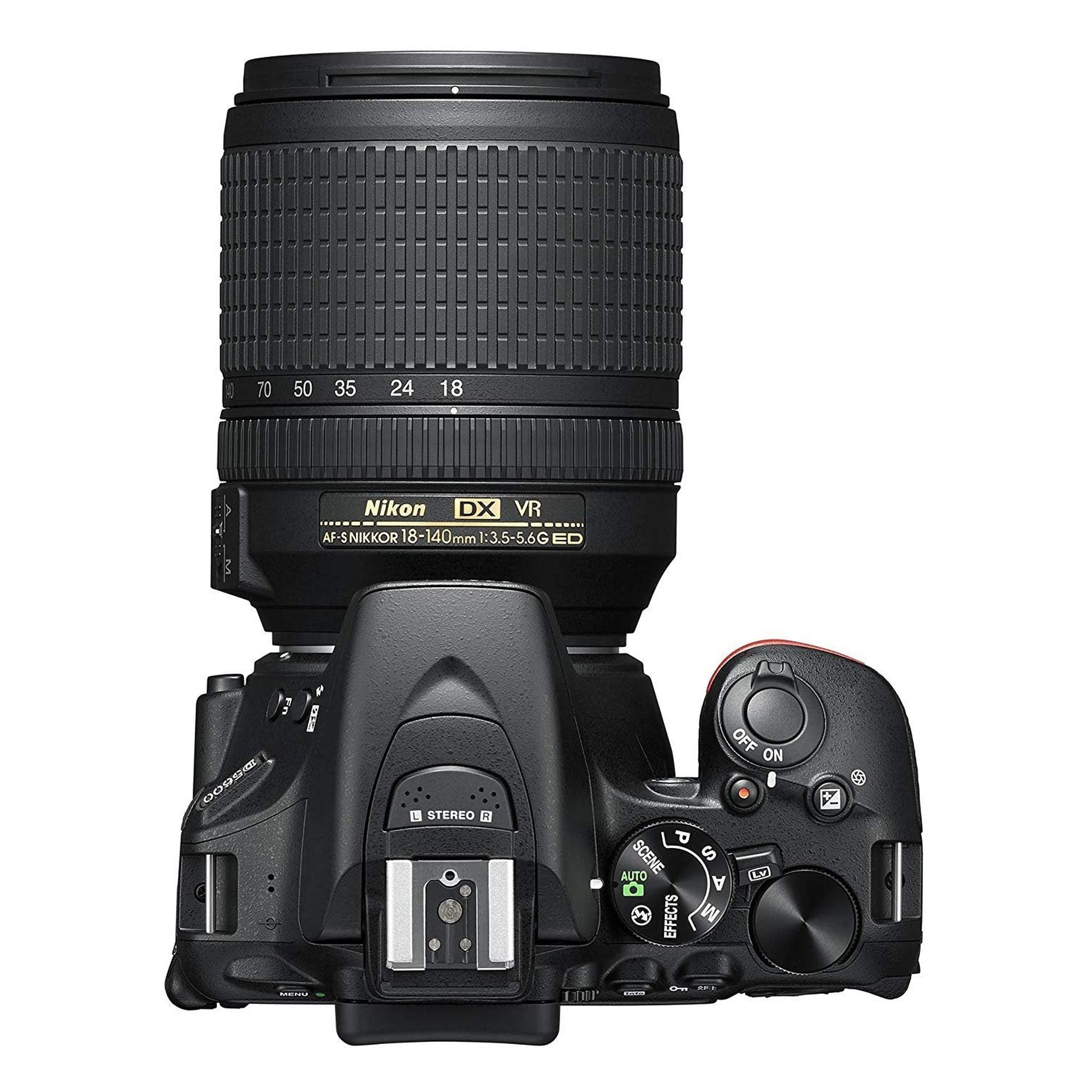 Nikon 1577 D5600 DX-Format Digital SLR with AF-S DX NIKKOR 18-140mm f/3.5-5.6G ED VR Lens, Black