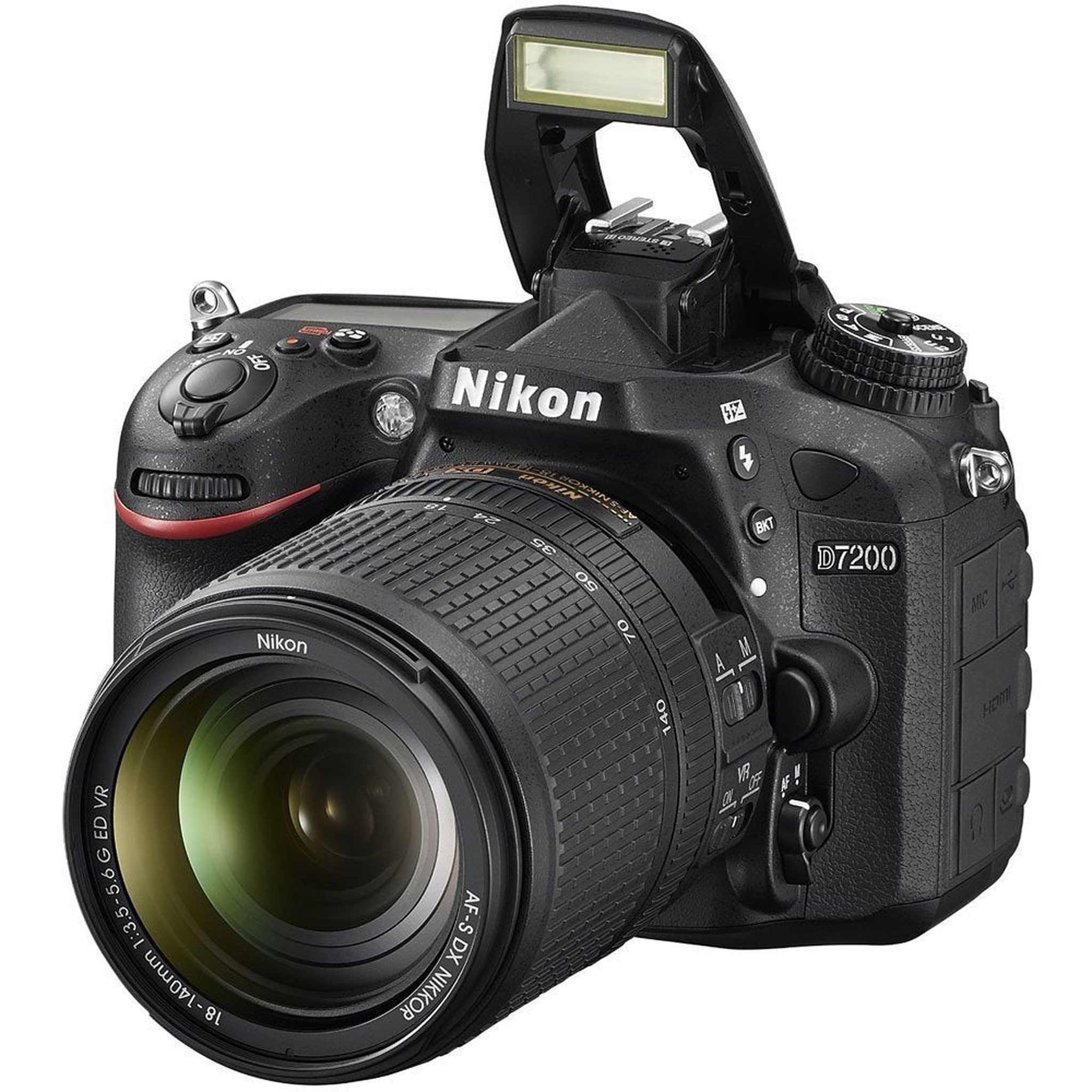 Nikon D7200 24.2 MP DX-format Digital SLR Camera with 18-140mm VR Lens Black
