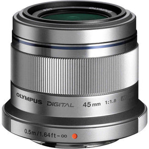 Olympus M.Zuiko Digital 45mm F1.8 Lens, for Micro Four Thirds Cameras Silver Olympus