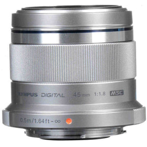 Olympus M.Zuiko Digital 45mm F1.8 Lens, for Micro Four Thirds Cameras Silver Olympus