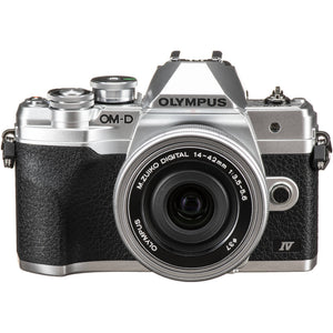Olympus OM-D E-M10 Mark IV Mirrorless Camera Silver 14-42mm EZ Lens 20.3MP 4K Bundle