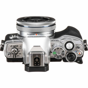 Olympus OM-D E-M10 Mark IV Mirrorless Camera Silver 14-42mm EZ Lens 20.3MP 4K Bundle
