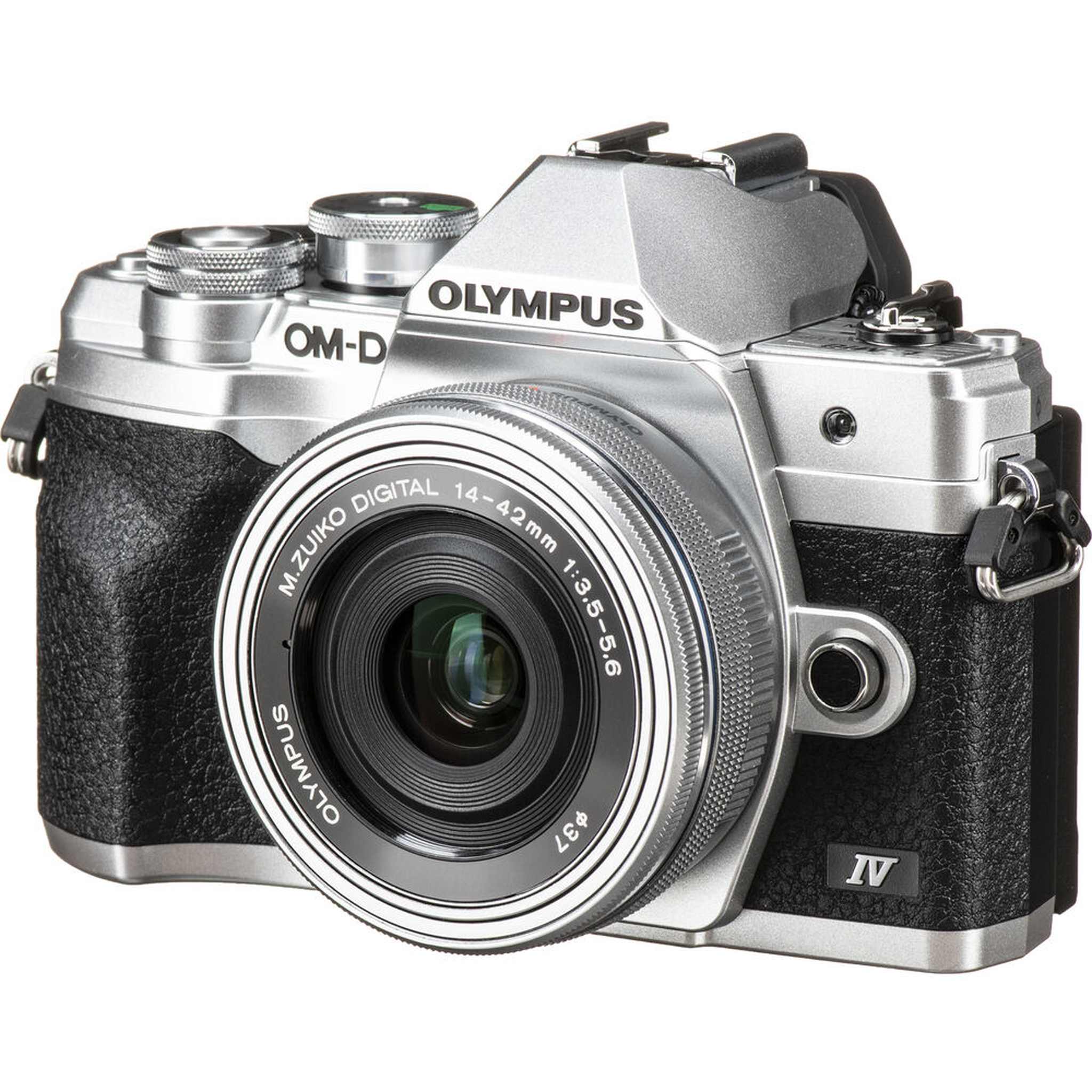 Olympus OM-D E-M10 Mark IV Mirrorless Digital Camera Silver 14-42mm EZ Lens Bundle