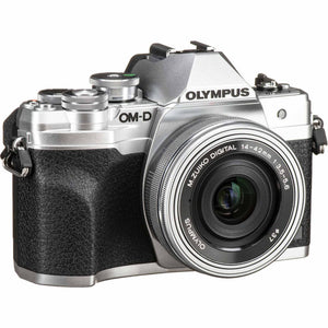 Olympus OM-D E-M10 Mark IV Mirrorless Camera Silver 14-42mm EZ Lens 20.3MP 4K Bundle