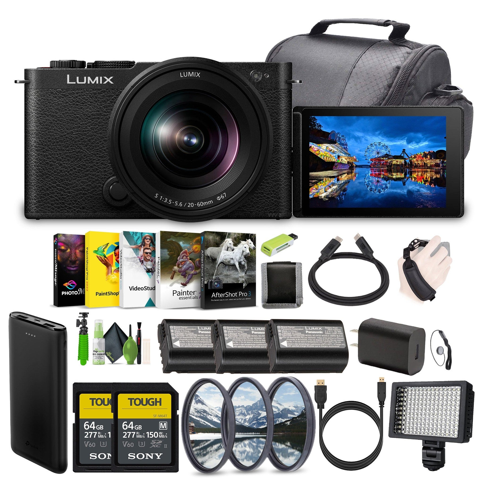 Panasonic LUMIX S9 Mirrorless Camera with 20-60mm L Mount Lens - Black -Bundle Panasonic