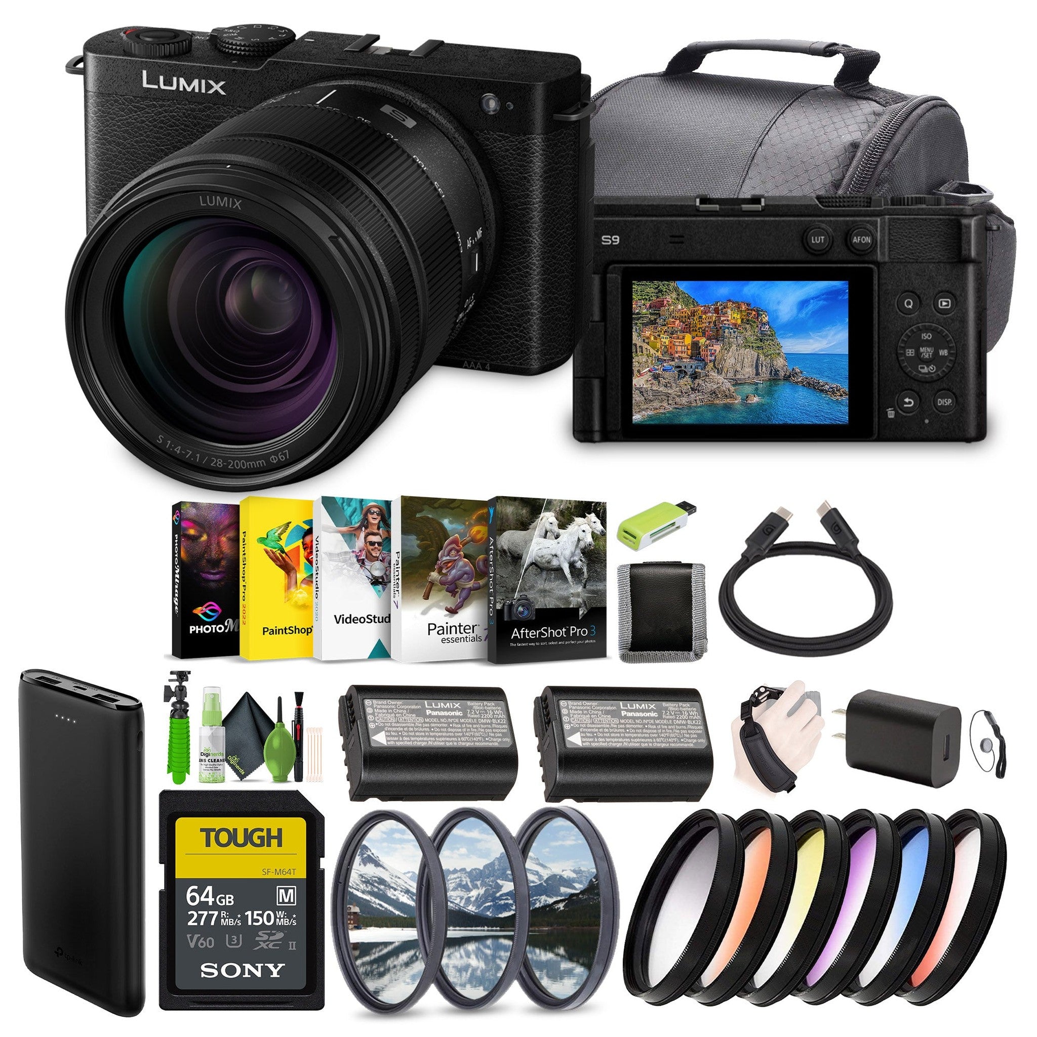 Panasonic LUMIX S9 Mirrorless Full Frame Camera with 28-200mm L Mount Lens-Black Panasonic