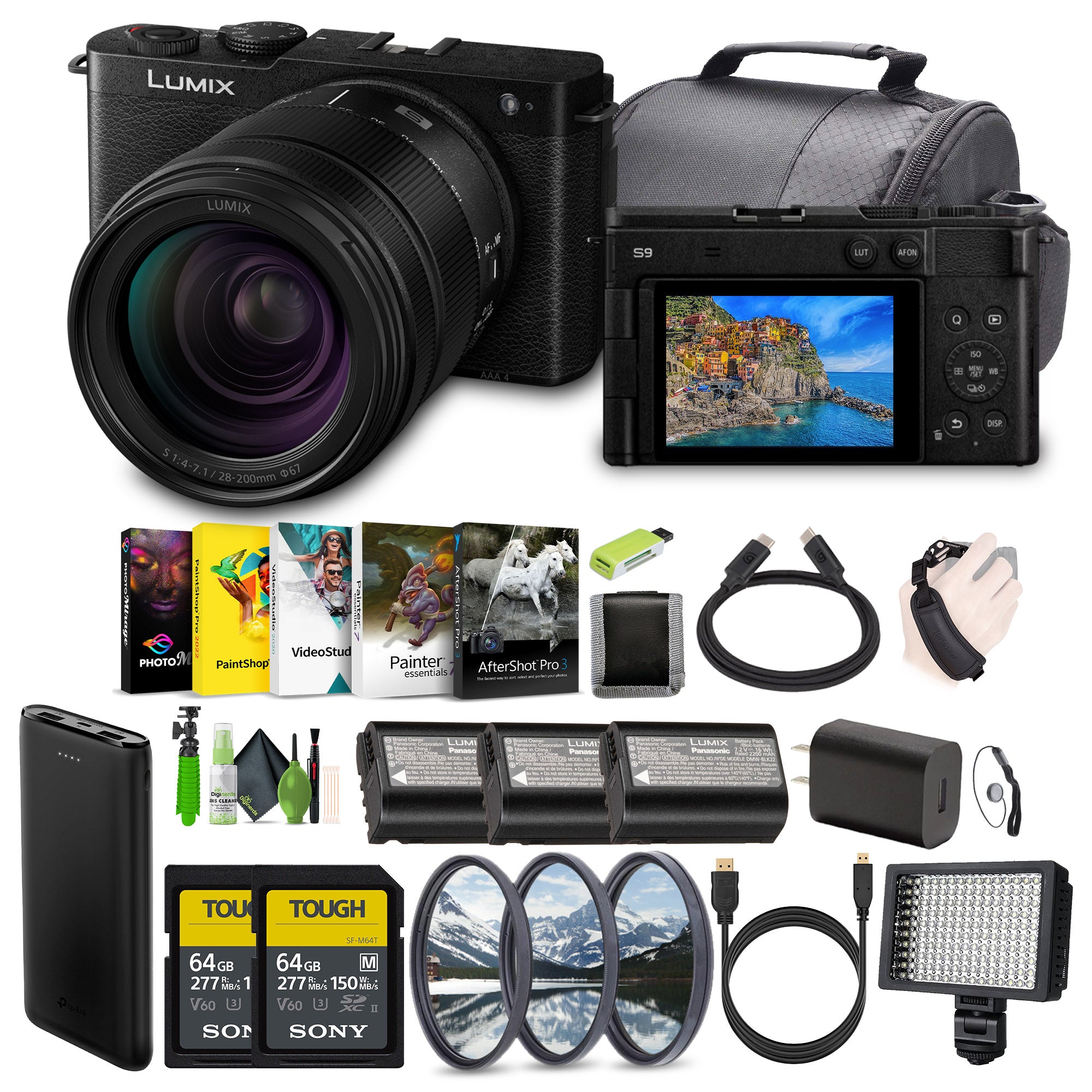 Panasonic LUMIX S9 Mirrorless Camera with 28-200mm L Mount Lens - Black -Bundle