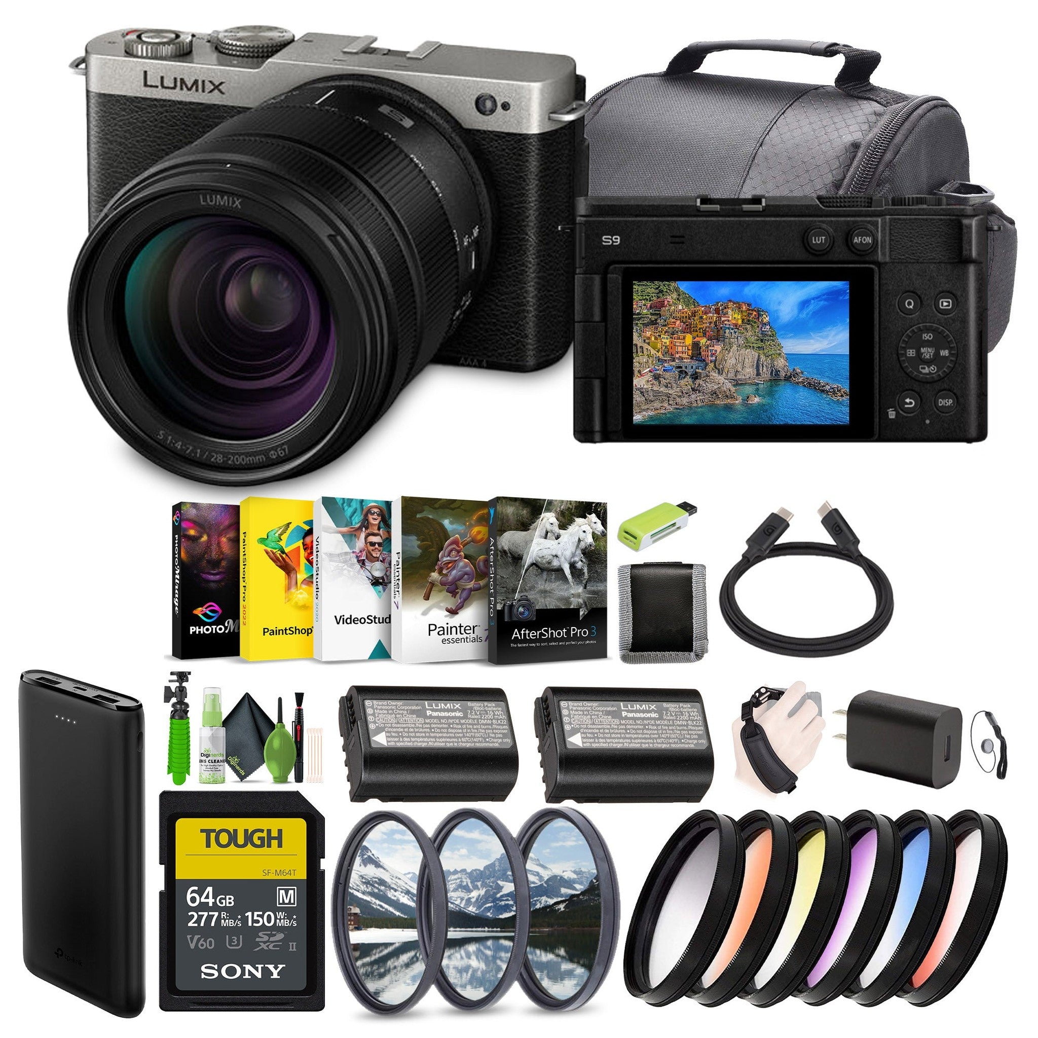 Panasonic LUMIX S9 Full Frame Mirrorless Camera + 28-200mm L Mount Lens Silver Panasonic