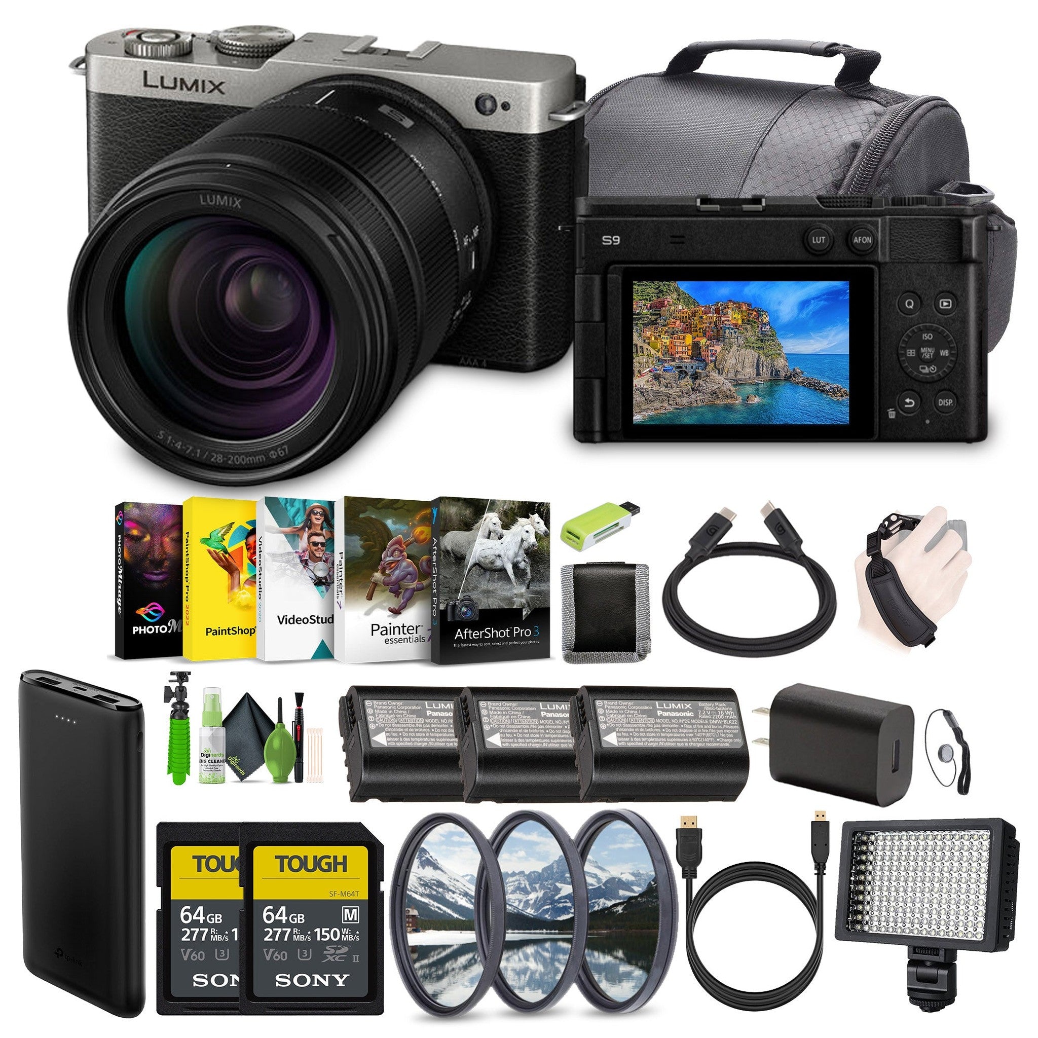 Panasonic LUMIX S9 Mirrorless Camera with 28-200mm L Mount Lens Bundle Silver Panasonic