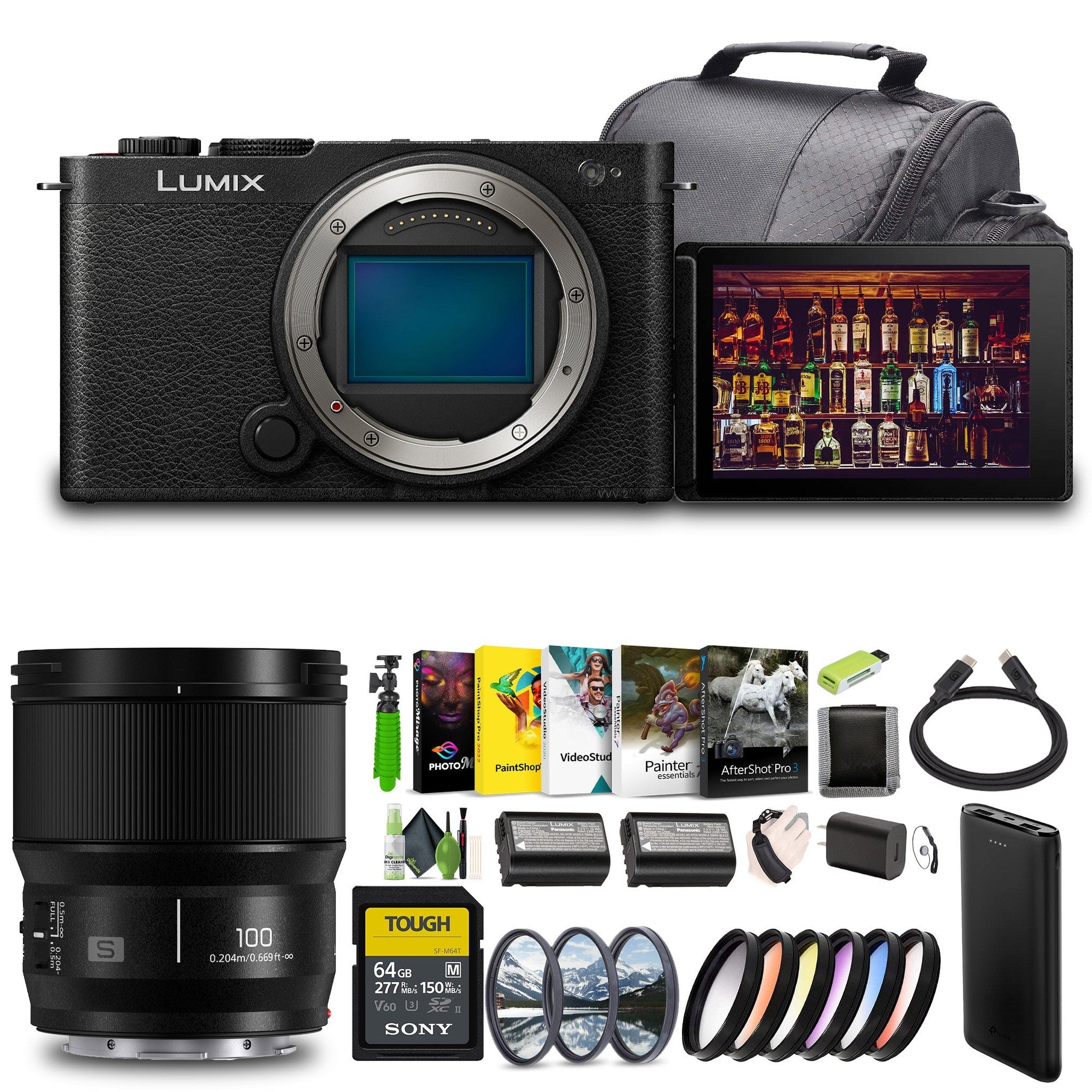 Panasonic LUMIX S9 Mirrorless Camera + Lumix S 100mm Macro Lens Leica L Black Panasonic