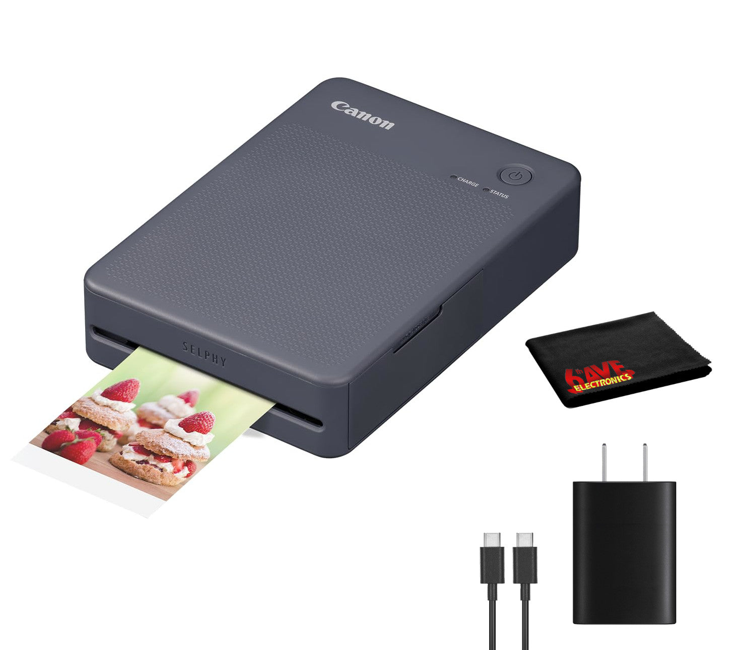 Canon SELPHY QX20 Compact Printer (Dark Gray) and More Bundle