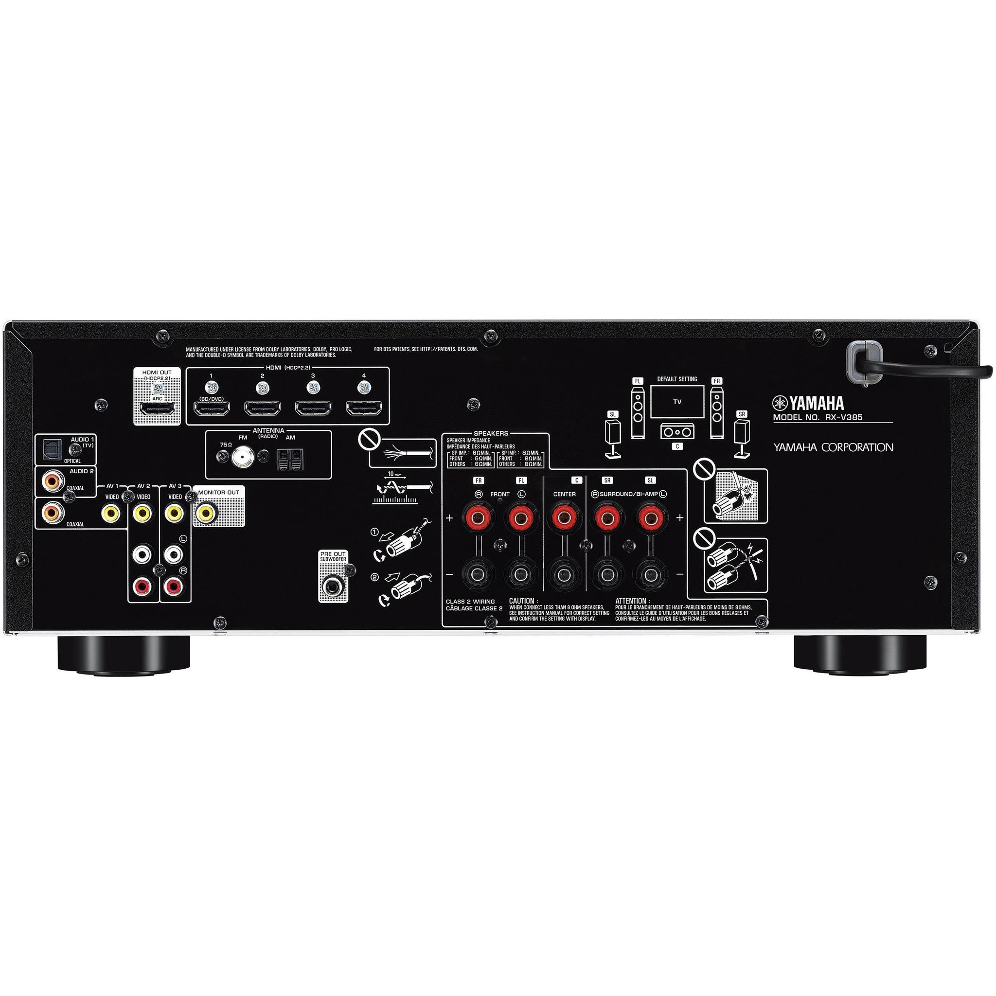 Yamaha RX-V385 5.1-Channel AV Receiver Bundle Yamaha