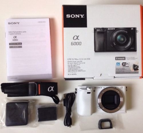 Sony Alpha a6000 Mirrorless Digital Camera Body Only (White) (Kit Box)