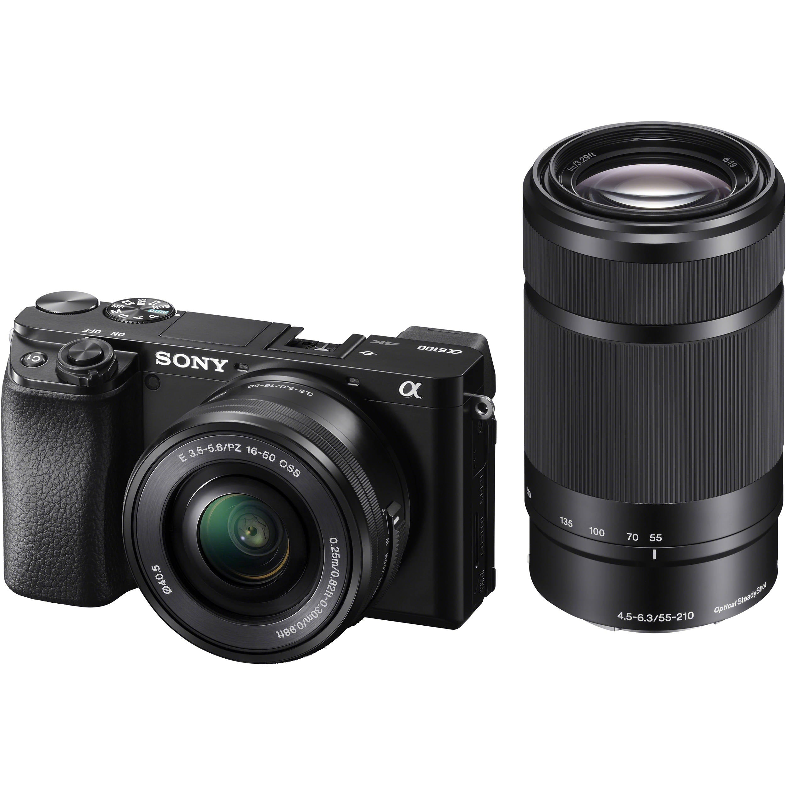 Sony Alpha a6100 24.2MP Mirrorless Camera - Black (with 16-50mm and 55-210mm Len