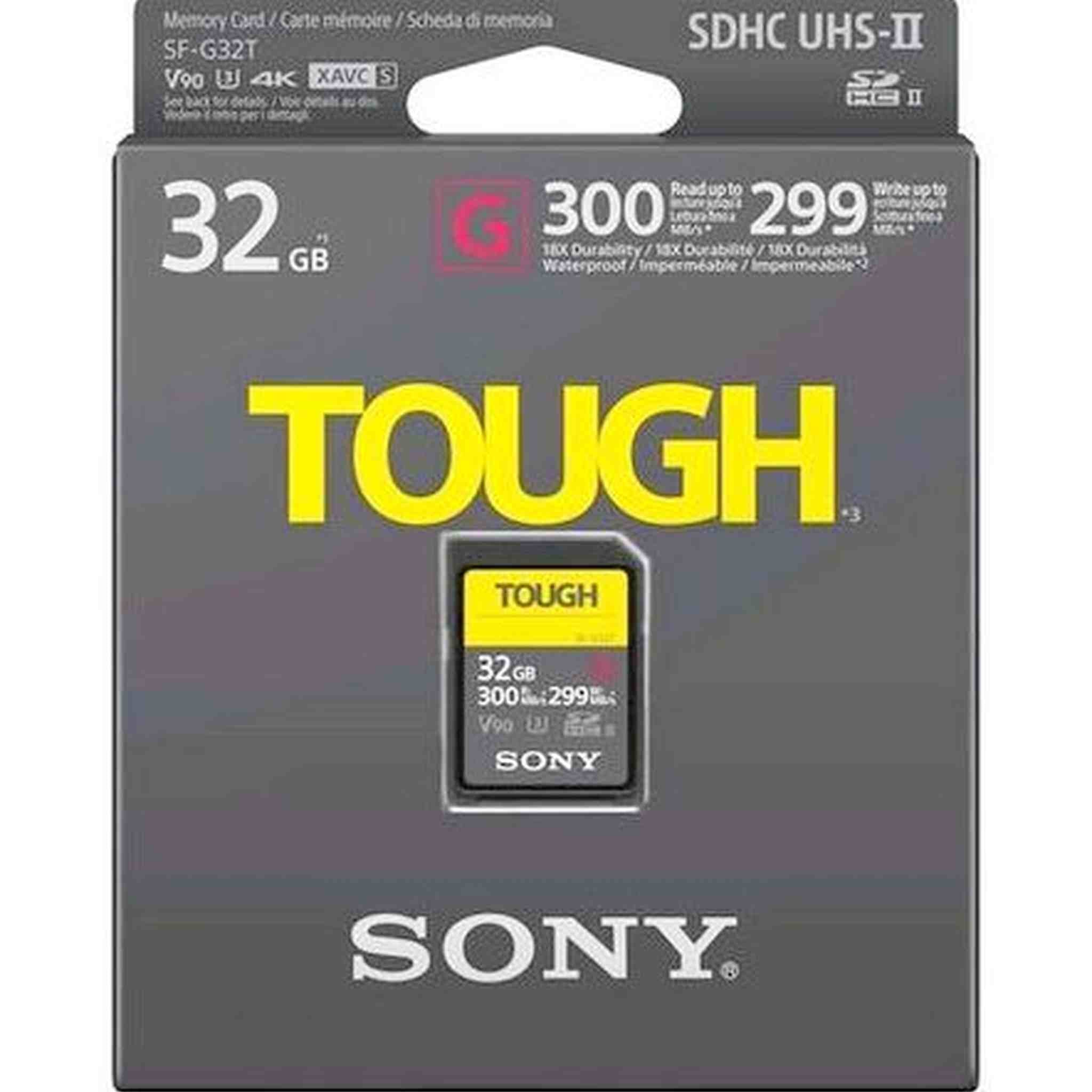 Sony Tough High Performance 32GB SDXC UHS-II Class 10 U3 Flash Memory Card with Blazing Fast Read Speed up to 300MB/s SF-G32T/T1
