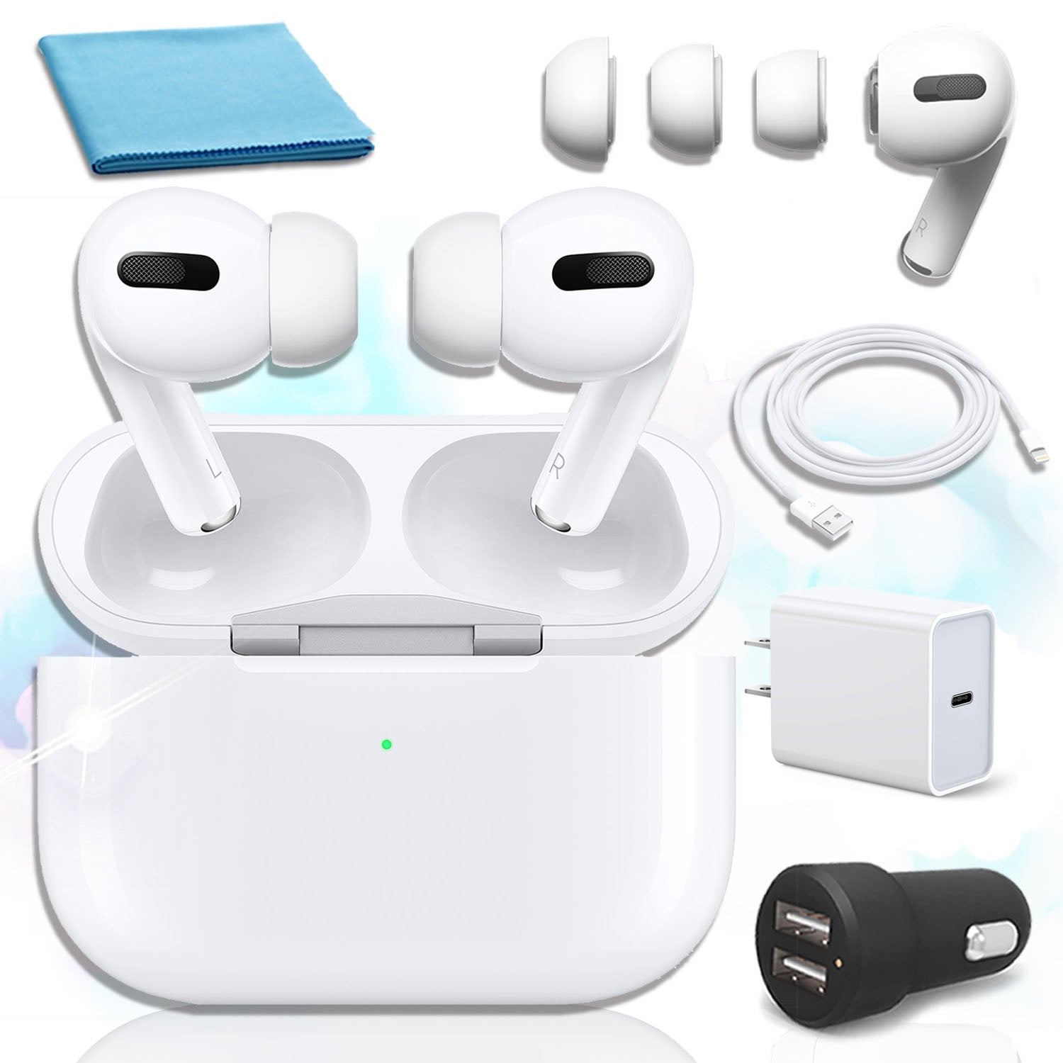Apple AirPods Pro with Wireless Charging Case Charging Bundle
