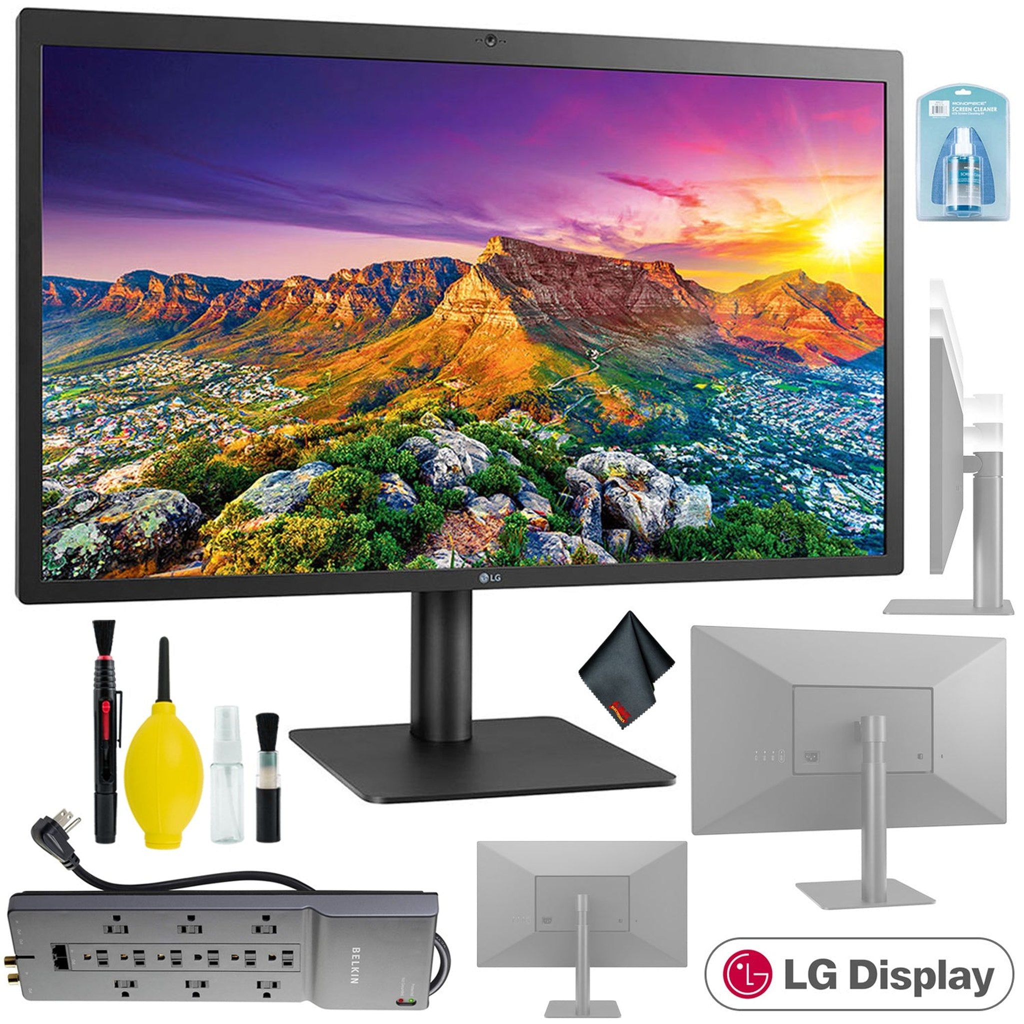 LG UltraFine 27MD5KL-B 27" 16:9 5K Monitor - Cleaning Kit - LCD CLEANING KIT - 12-Outlets Surge Protector & More LG