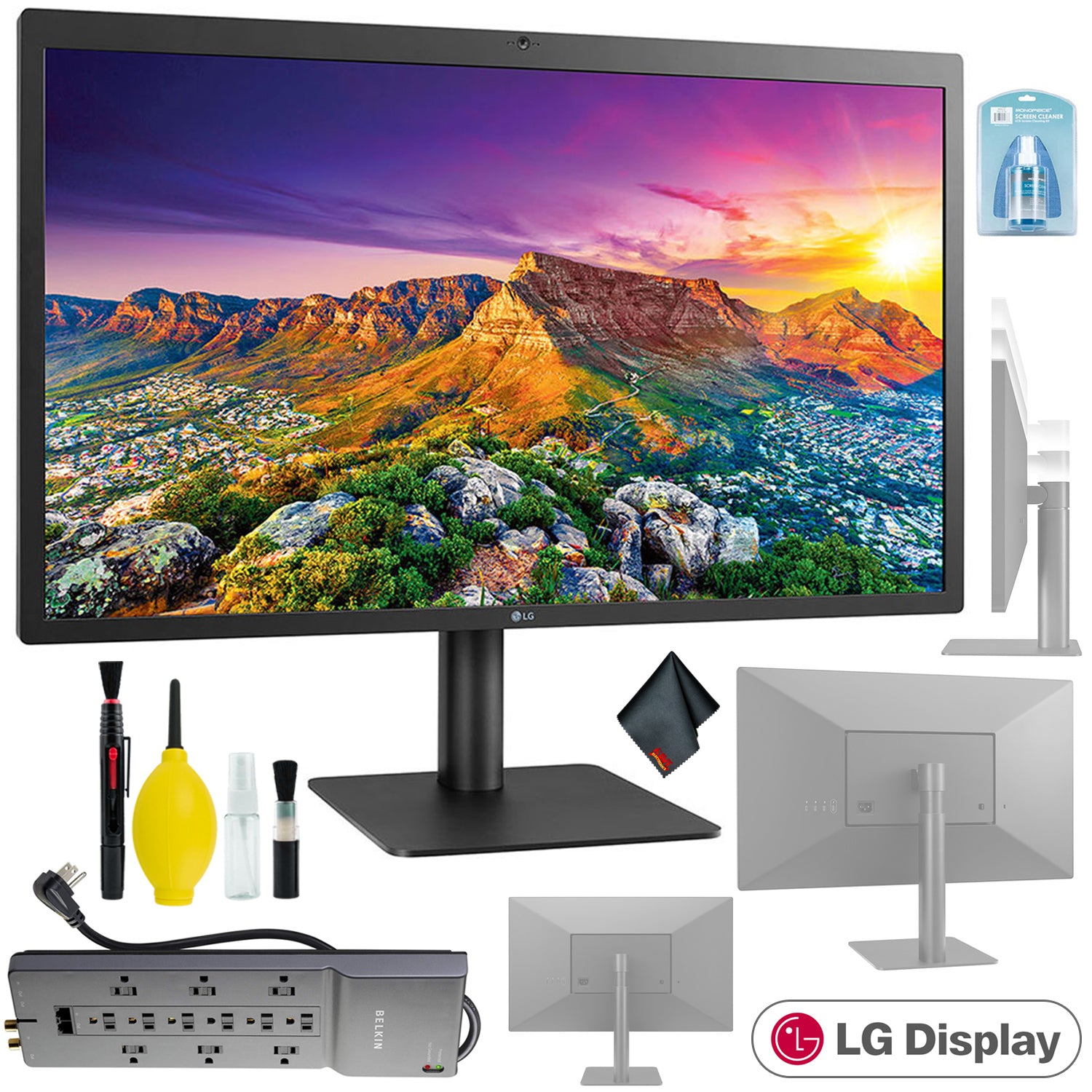 LG UltraFine 27MD5KL-B 27" 16:9 5K Monitor - Cleaning Kit - LCD CLEANING KIT - 12-Outlets Surge Protector & More