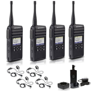 Motorola DTR700 900 MHz Digital 2-Way Radio 50 Channels + 4 x Motorola HKLN4604 Earpiece 4-Pack Motorola Solutions