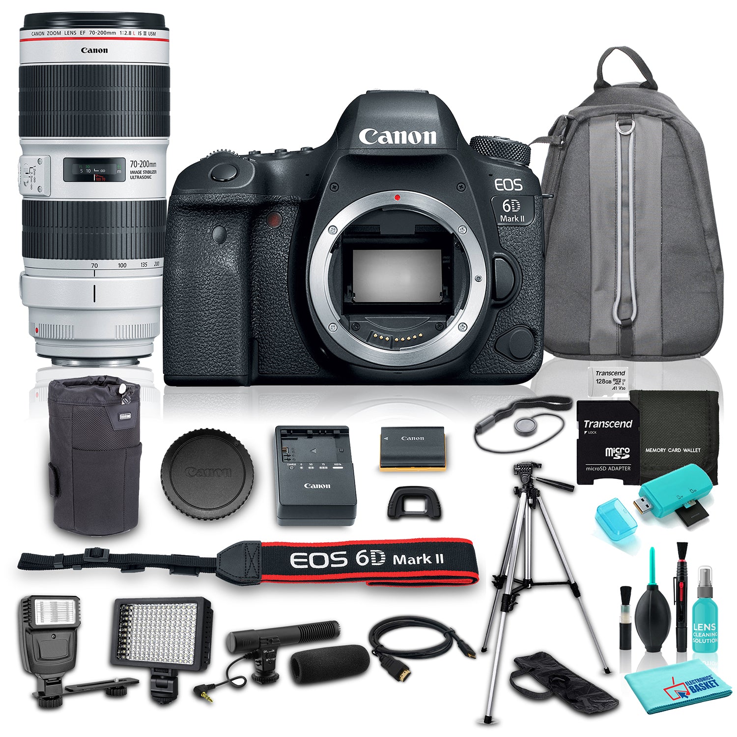 Canon EOS 6D Mark II DSLR Camera (Body Only) w/ Canon EF 70-200mm f/2.8L IS III USM Lens Bundle w/ 12 Piece Accessories