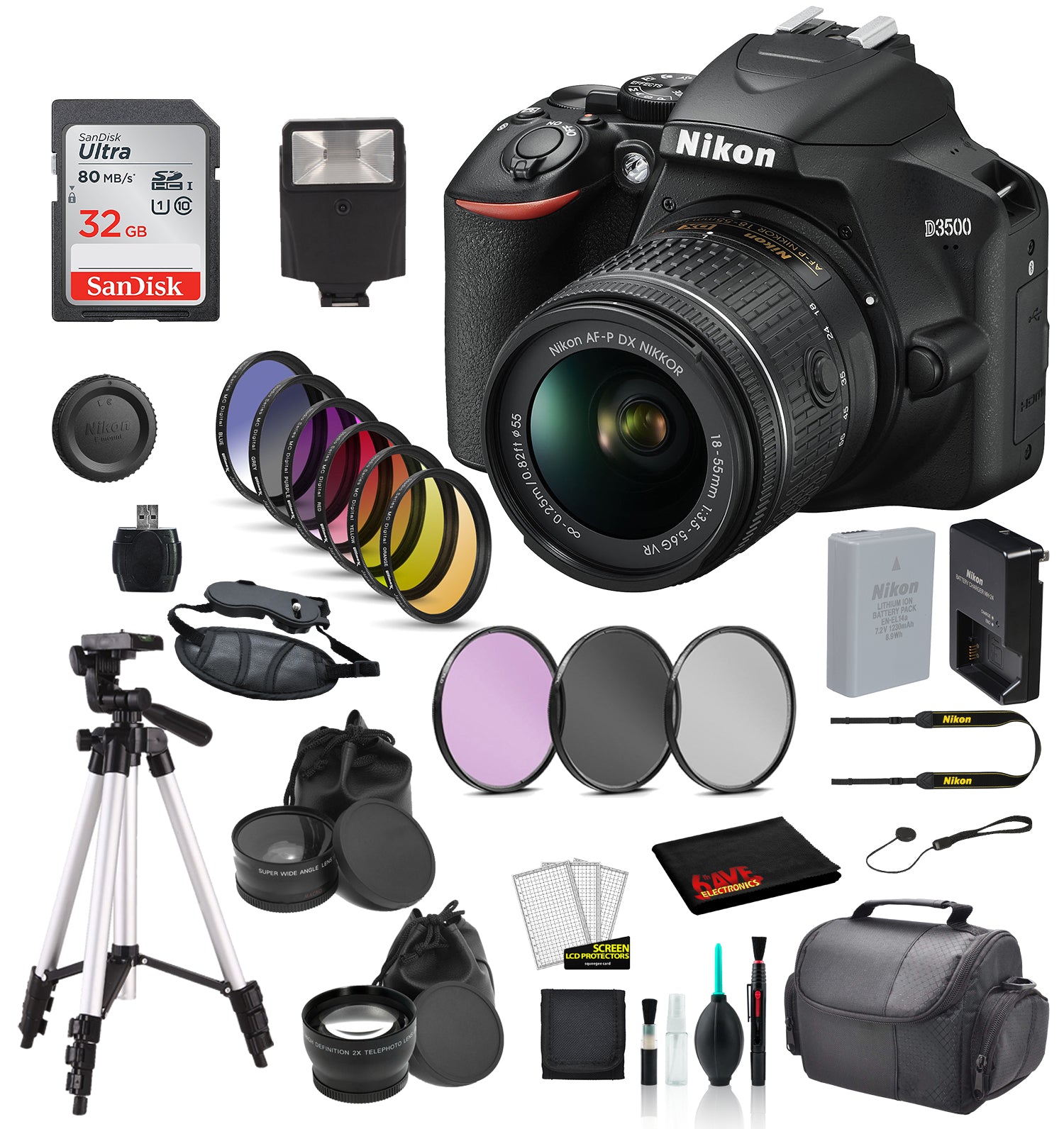 Nikon D3500 DSLR Camera with 18-55mm Lens Deluxe Bundle 01