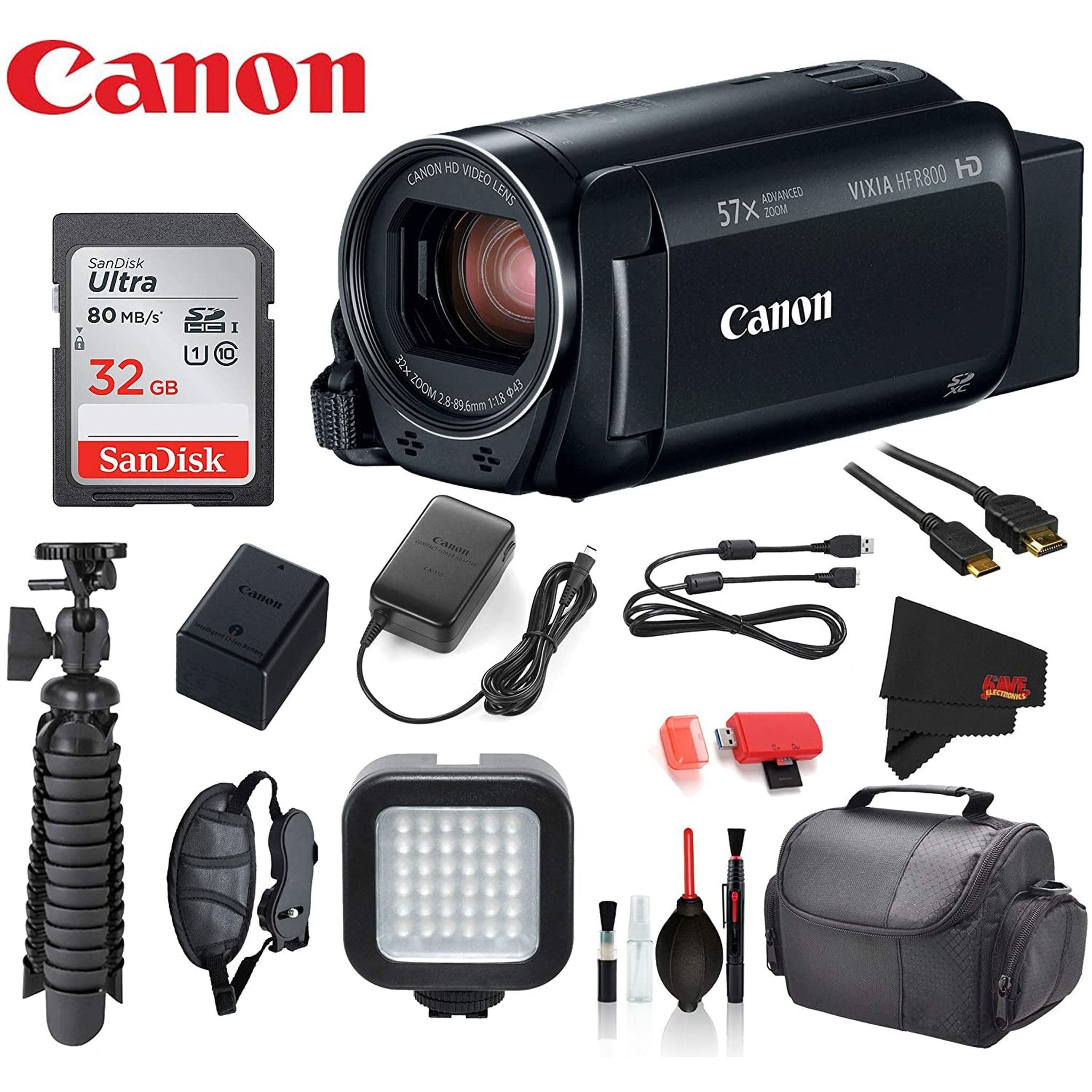 Canon VIXIA HF R800 Camcorder Black with � SanDisk 32gb SD card + Deluxe Cleaning Kit + 12� Tripod + MORE Canon