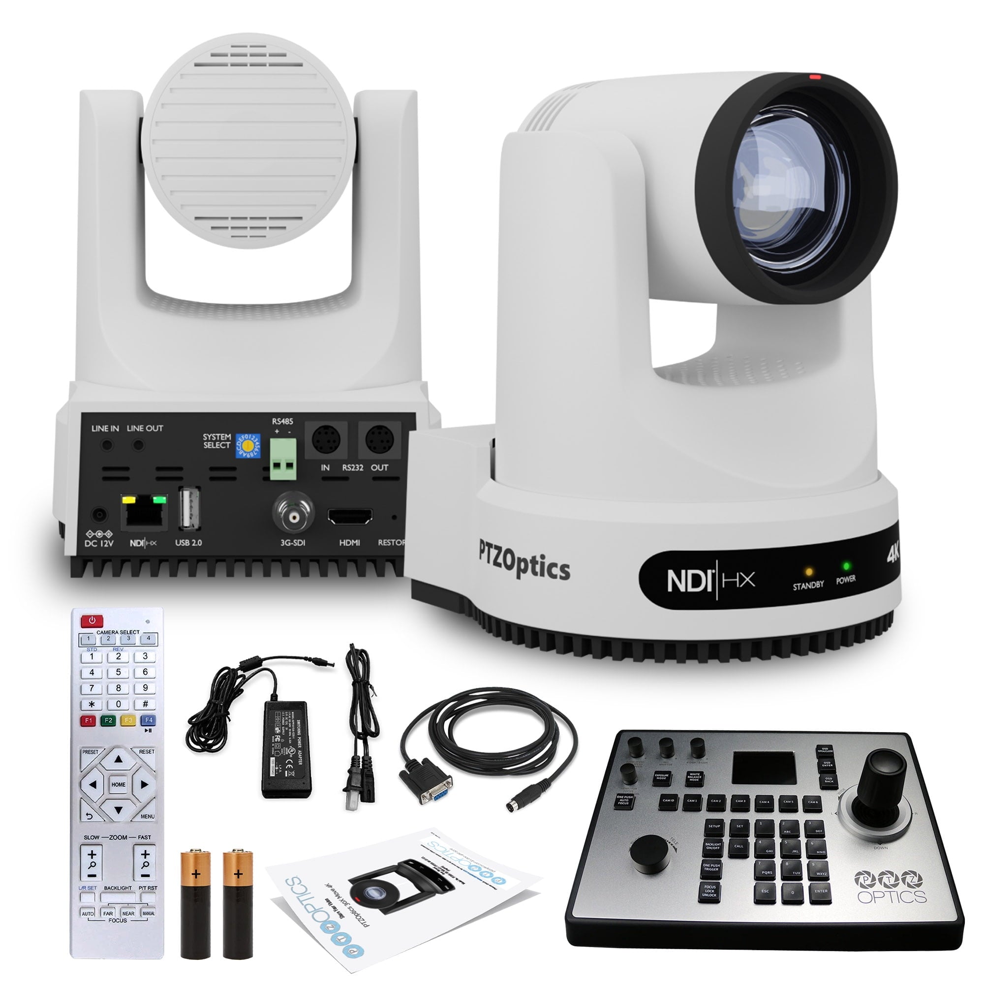 PTZOptics Move 4K PTZ Camera with 12x Optical Zoom White PT12X-4K-WH-G3 + PT-JOY-G4 Controller