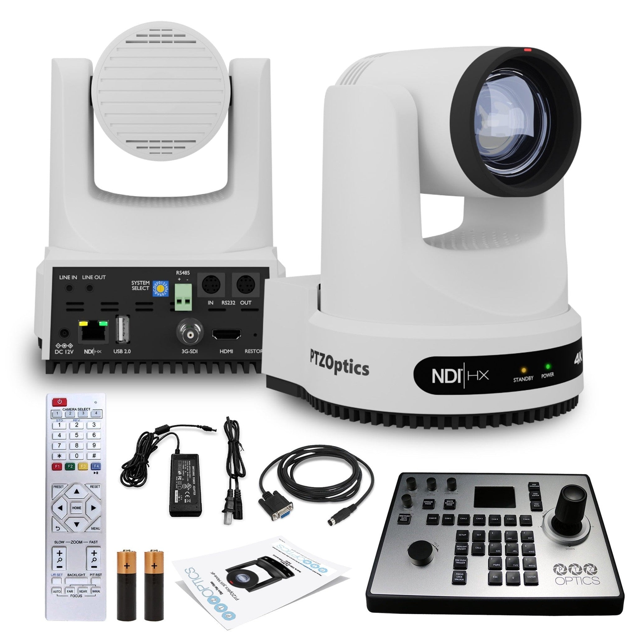 PTZOptics Move 4K PTZ Camera with 12x Optical Zoom White PT12X-4K-WH-G3 + PT-JOY-G4 Controller