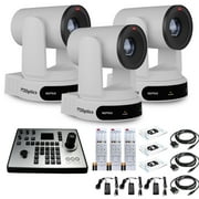 3 x PTZOptics Move 4K PTZ Camera with 30x Zoom White PT30X-4K-WH-G3 + PT-JOY-G4 Controller
