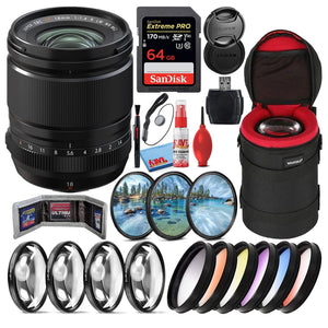 Fujifilm Fujinon XF 18mm f/1.4 R LM WR Prime Lens + 64GB SD Card Bundle