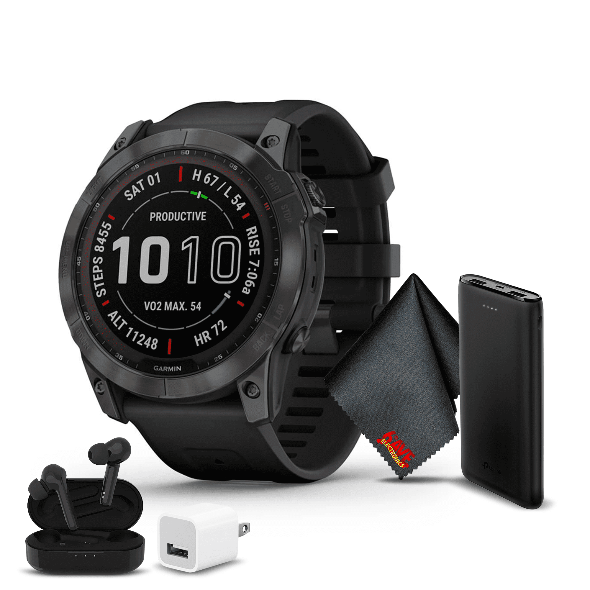 Garmin Fenix 7X Pro Solar Sapphire Edition Carbon Gray DLC Titanium & Black Band