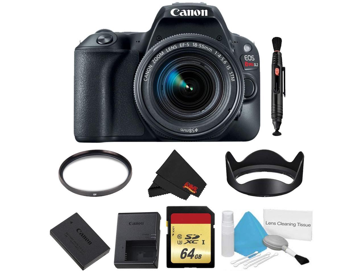 Canon EOS Rebel SL2 DSLR Camera with 18-55mm Lens (Black) Basic w/Memory Kit
