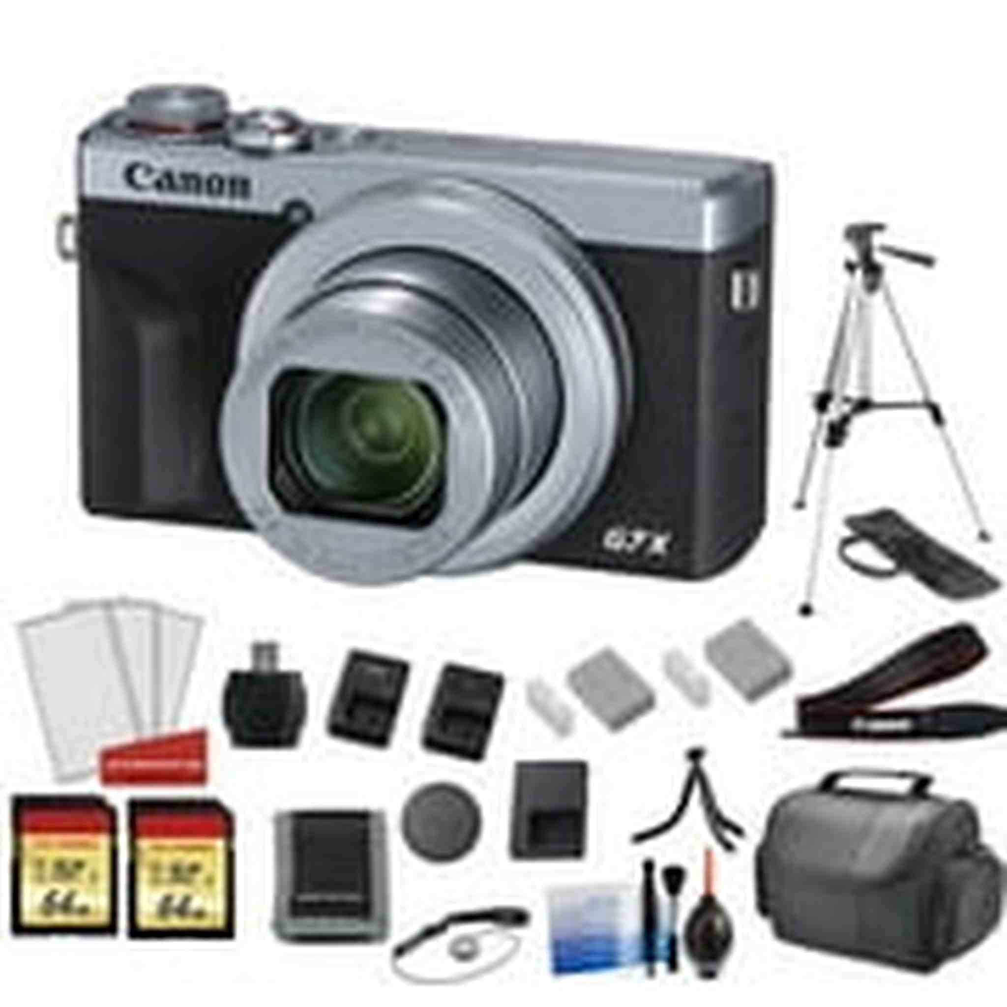Canon PowerShot G7X Mark III Camera Silver with 128GB Memory Card + More