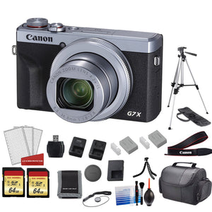 Canon PowerShot G7X Mark III Camera Silver with 128GB Memory Card + More